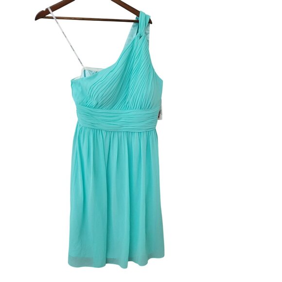 Donna Morgan Dresses & Skirts - Donna Morgan Collection One-Shoulder Dress Womens Size 12 Teal Pleated Bodice NW
